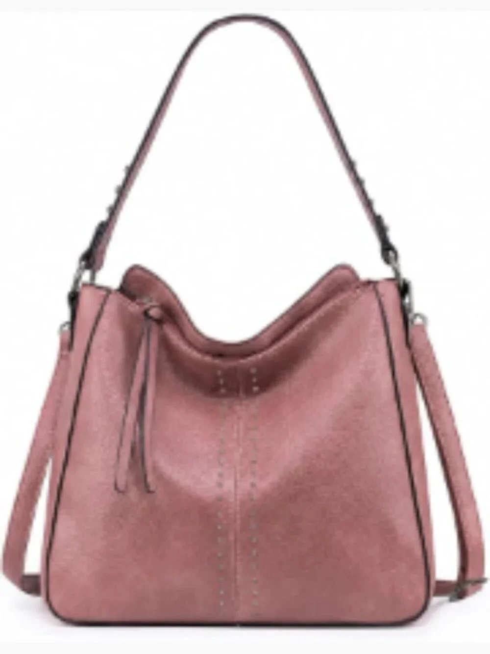 Faux Leather Hobo Bag with Crossbody Strap